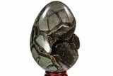 Septarian Dragon Egg Geode - Black Crystals #111228-1